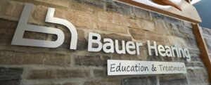 Bauer Hearing Office Interior Logo Angle